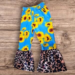 Leopard / Sunflower Bell Bottoms (12-18 Months)